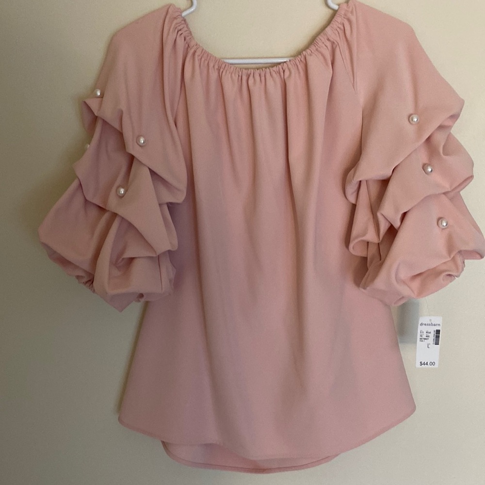 PEARL BEADED PUFF SLEEVE TOP